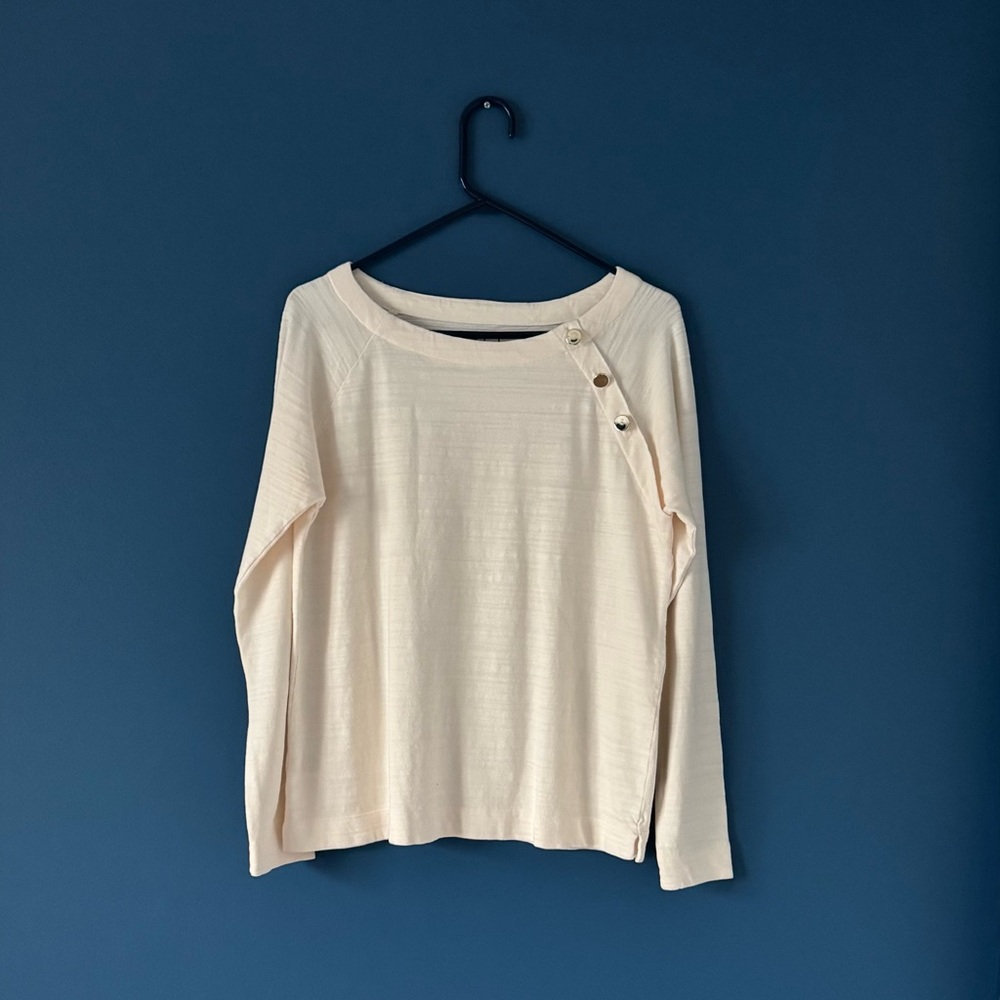 NWOT Loft Off-white Button-Detail Women's Top Size Medium